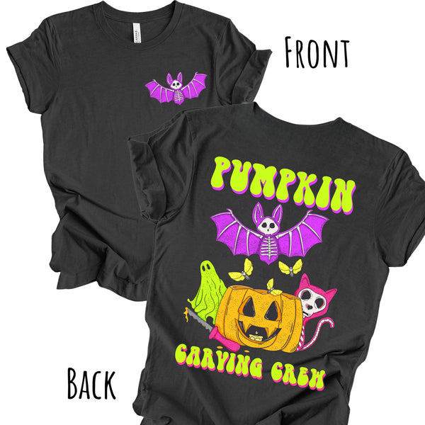Pumpkin Carving Crew front/back tee