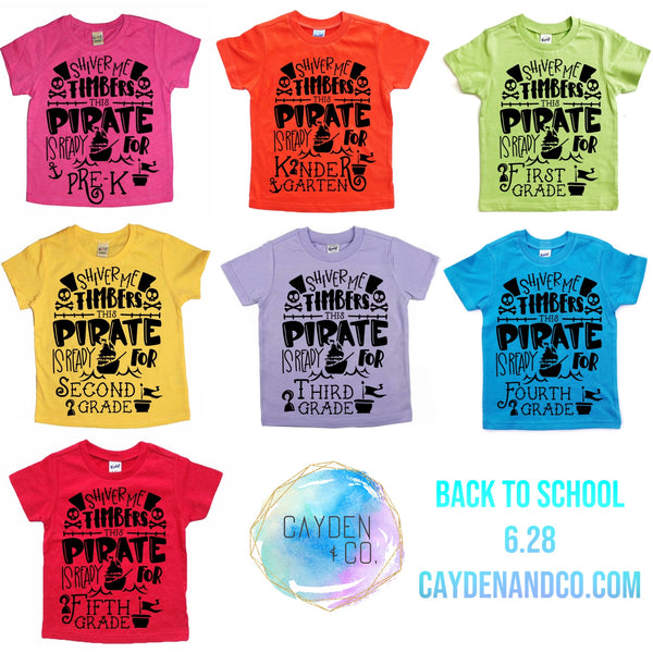 Pirate School tee (Choose your grade and color)