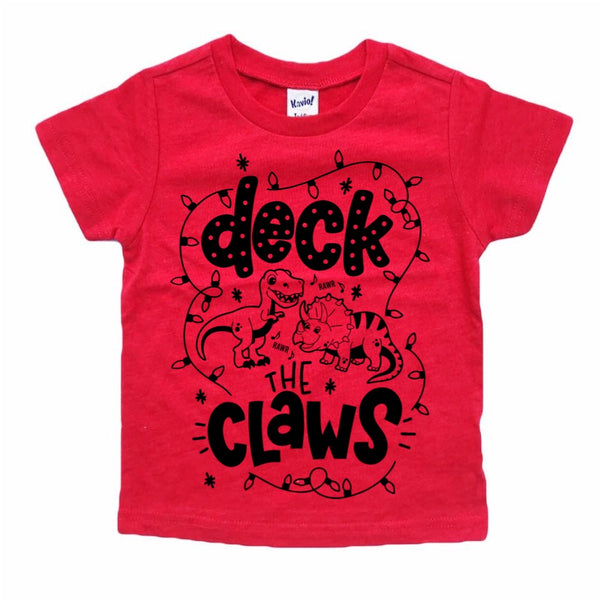 Deck the Claws Christmas dinosaur tee
